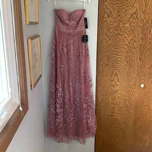 Lulu’s Andria Mauve Purple Embroidered Strapless Maxi Dress
